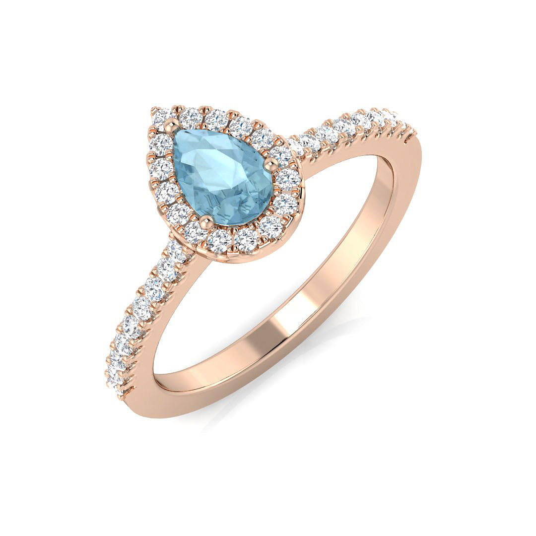 Pear Aquamarine Ring