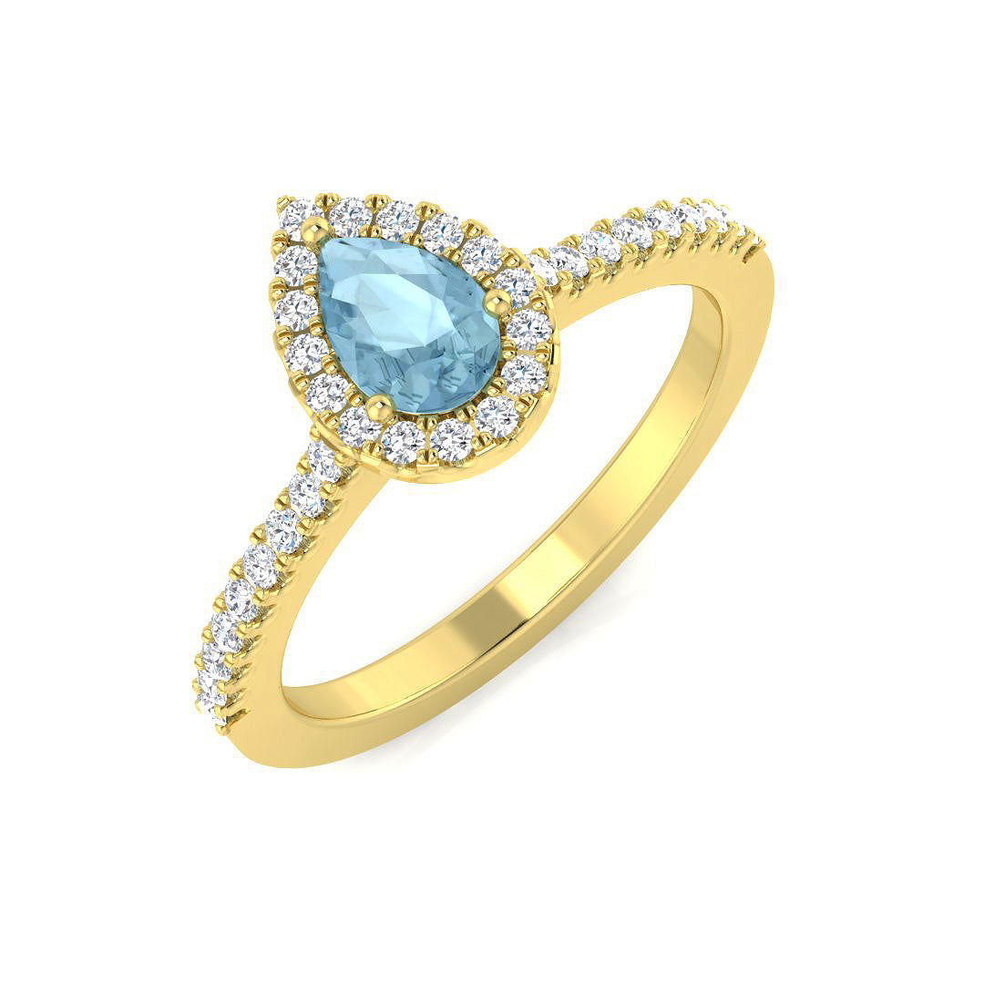 Pear Aquamarine Ring