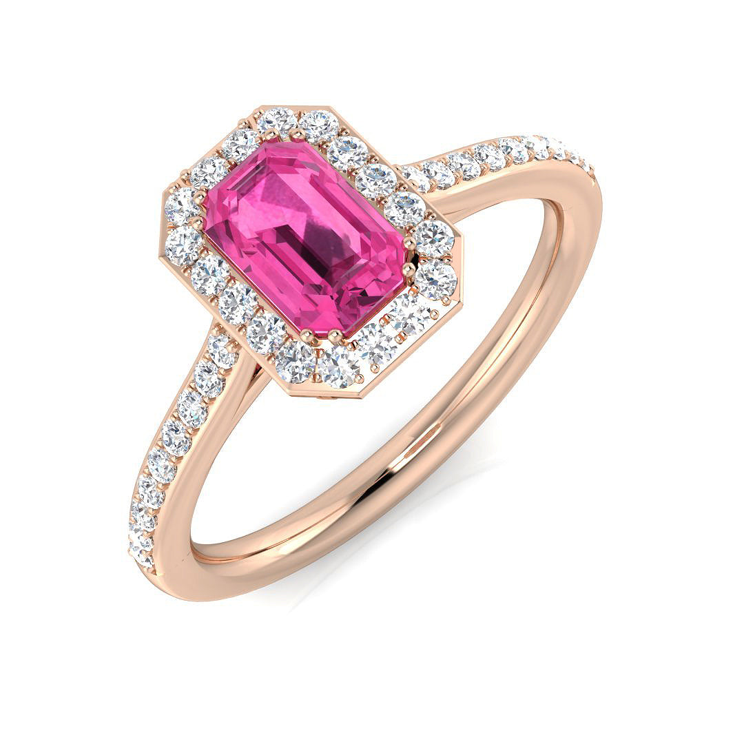 Emerald Cut Pink Sapphire Ring