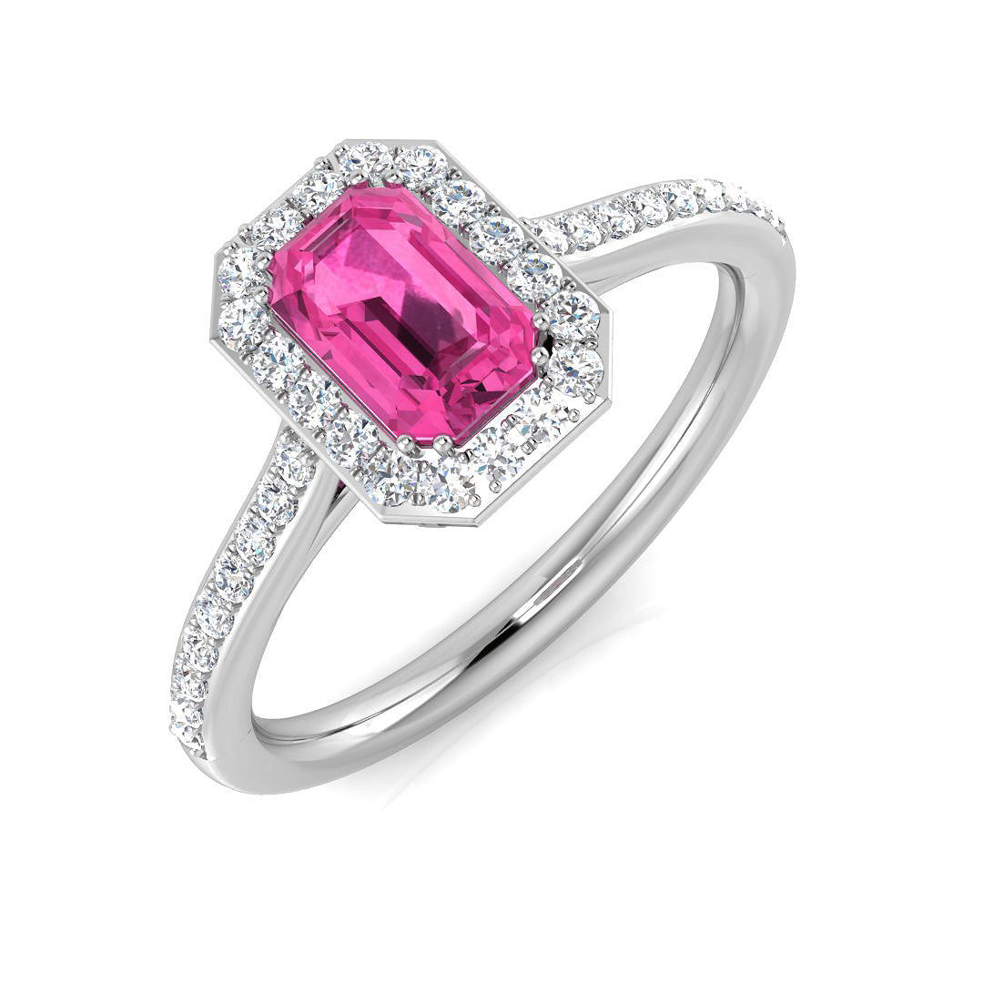 Emerald Cut Pink Sapphire Ring