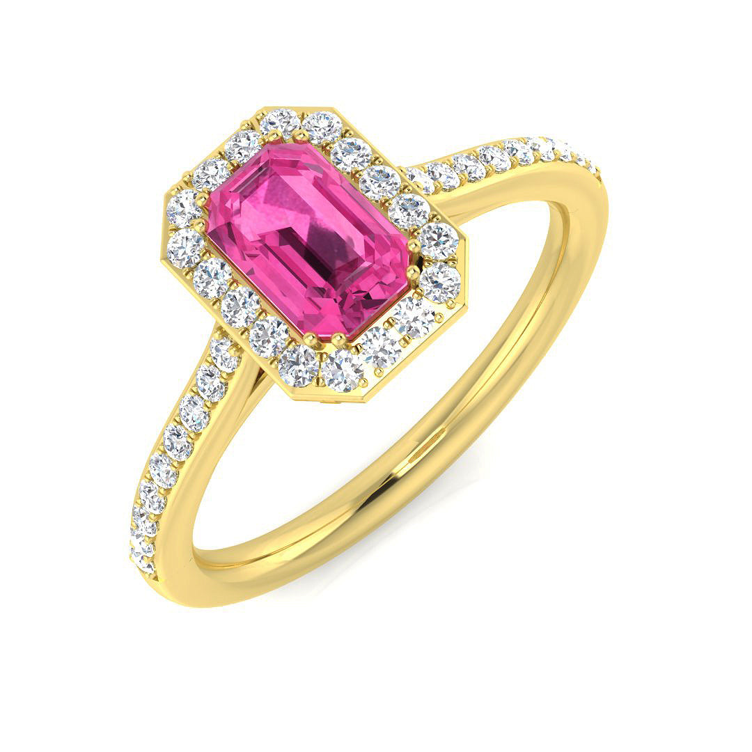 Emerald Cut Pink Sapphire Ring