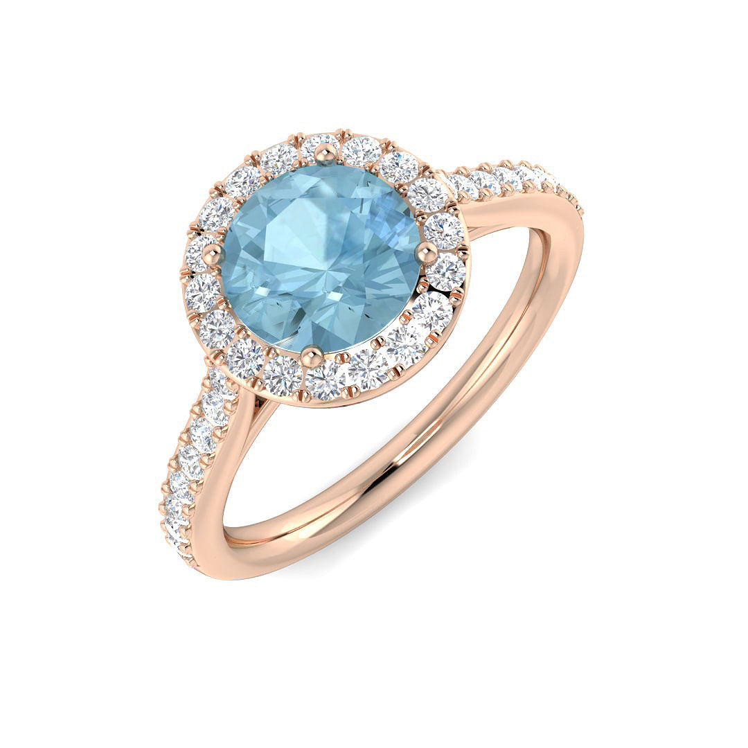 Round Aquamarine Ring