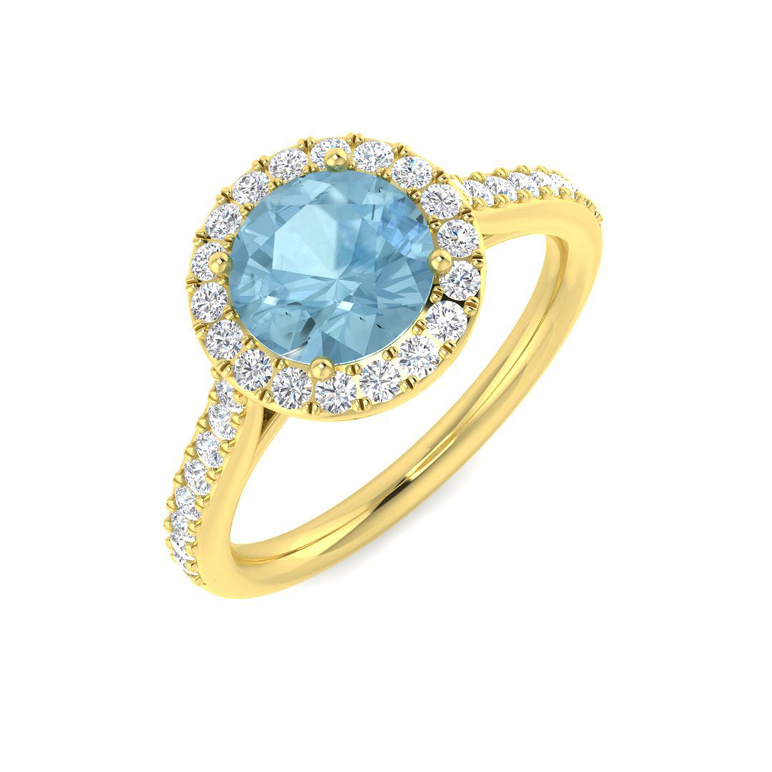 Round Aquamarine Ring
