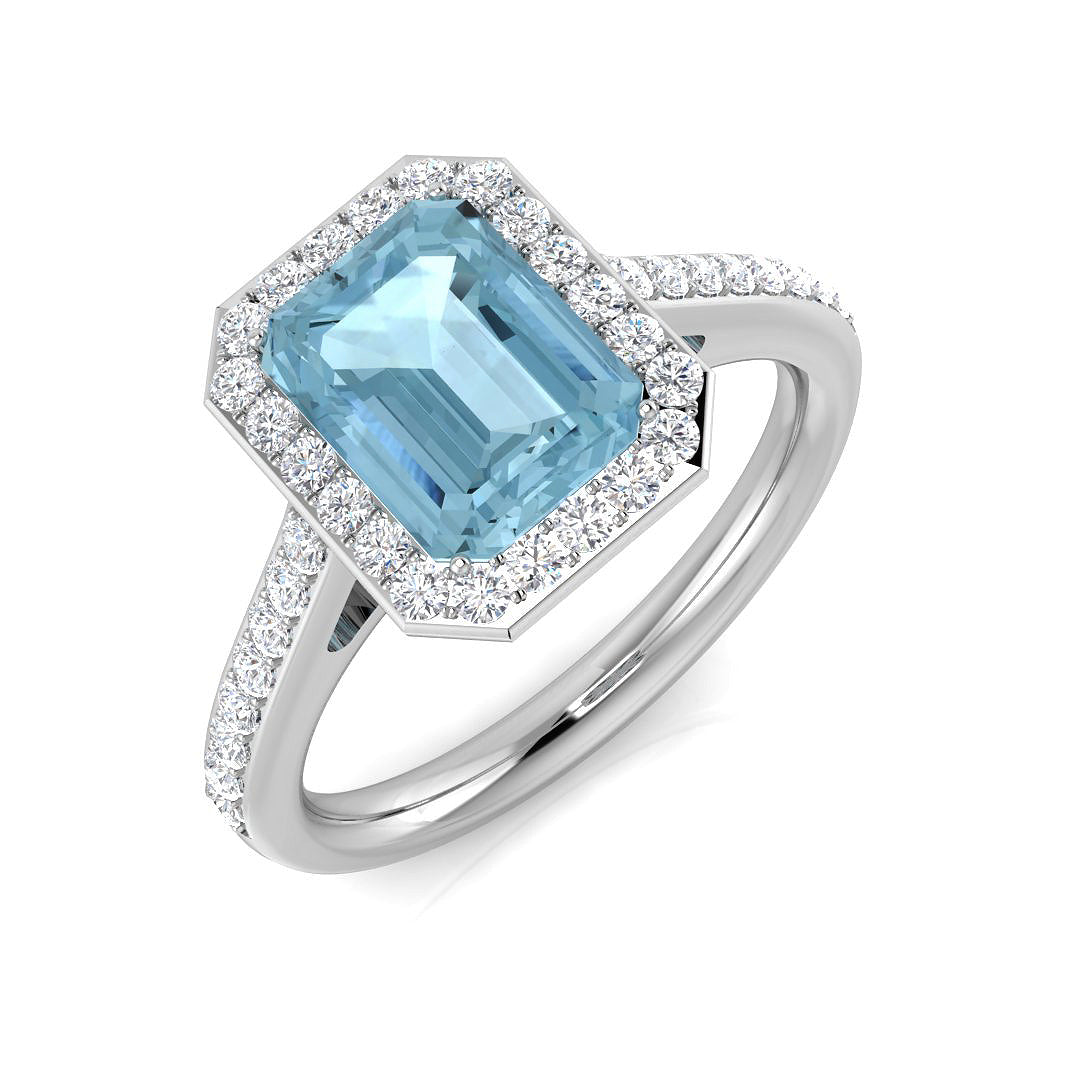 Emerald Cut Aquamarine Ring