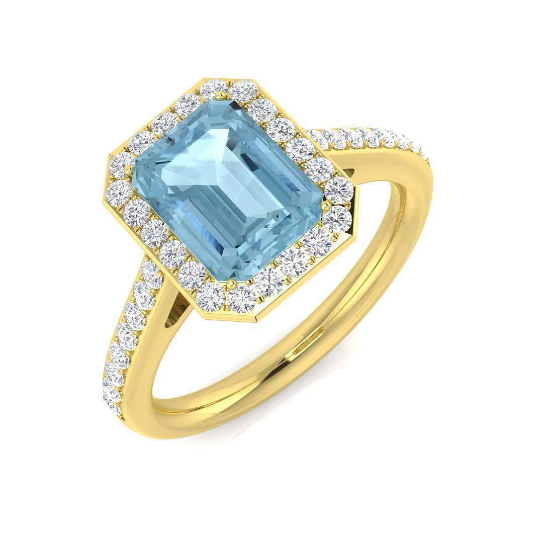 Emerald Cut Aquamarine Ring
