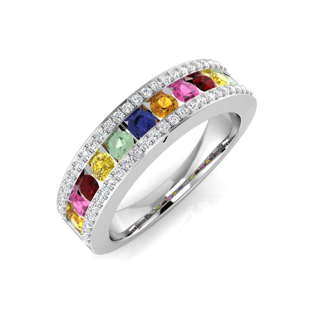Round Multi Sapphire Ring