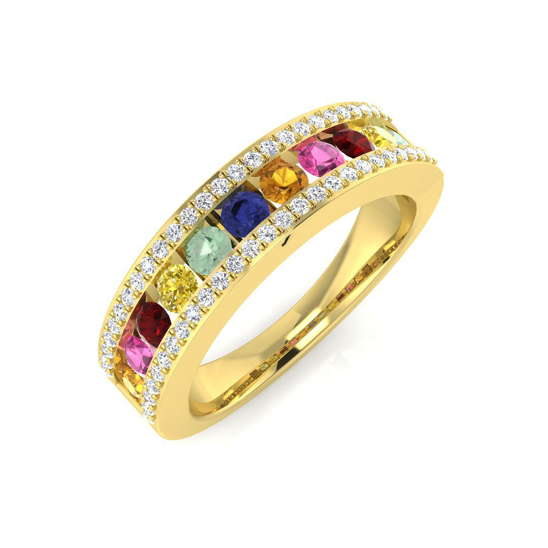Round Multi Sapphire Ring