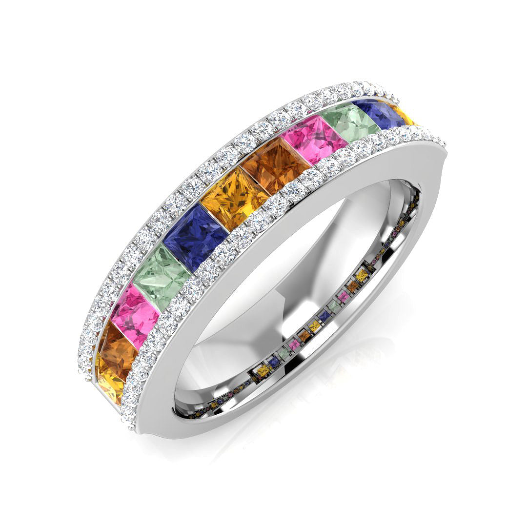 Square Multi Sapphire Ring
