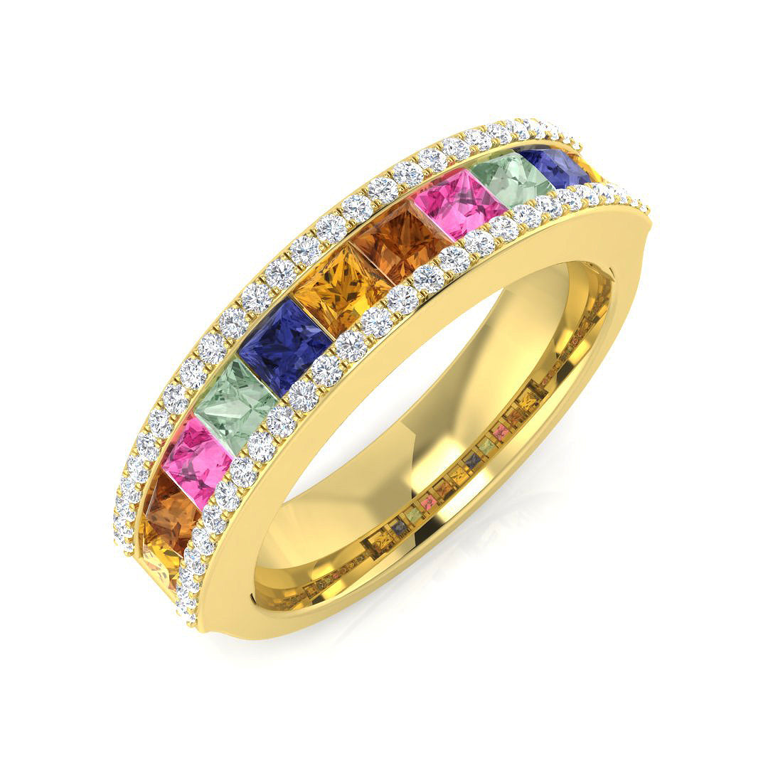 Square Multi Sapphire Ring