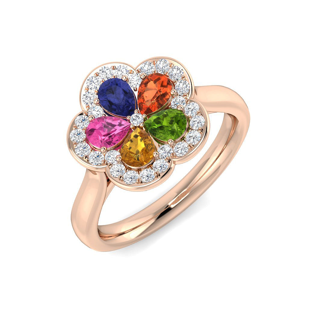 Pear Multi Sapphire Ring