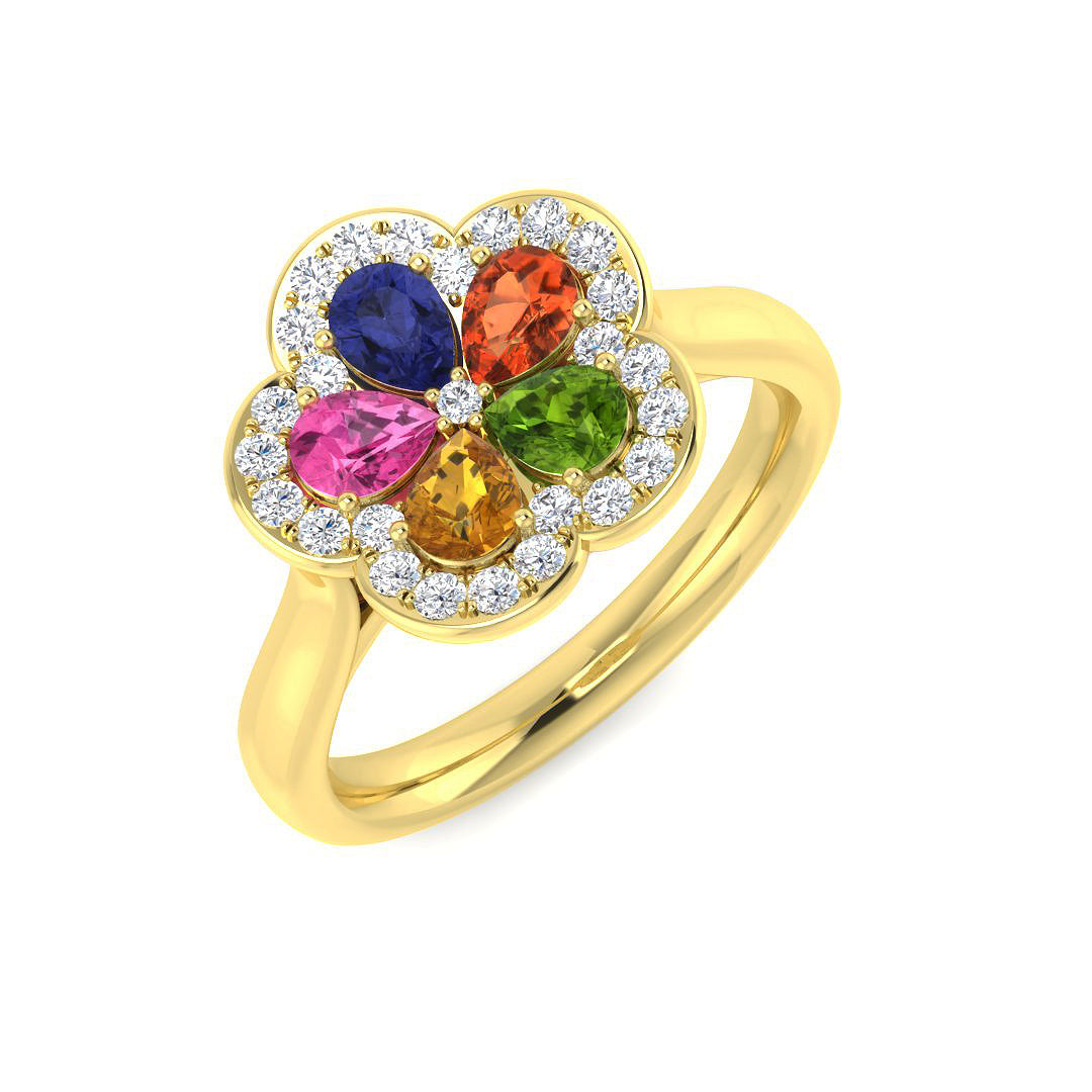 Pear Multi Sapphire Ring