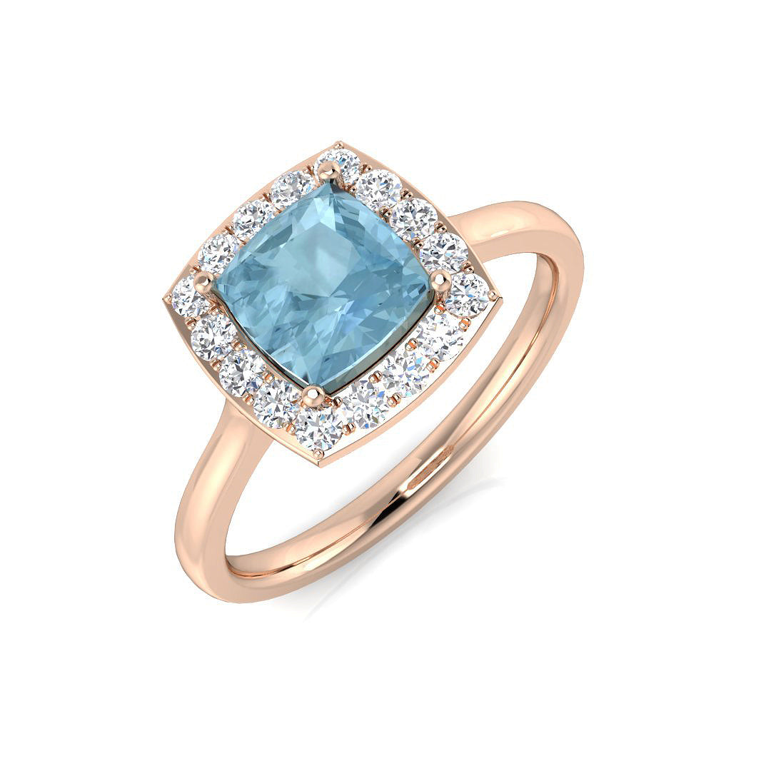 Cushion Aquamarine Ring
