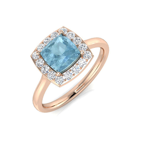 Cushion Aquamarine Ring