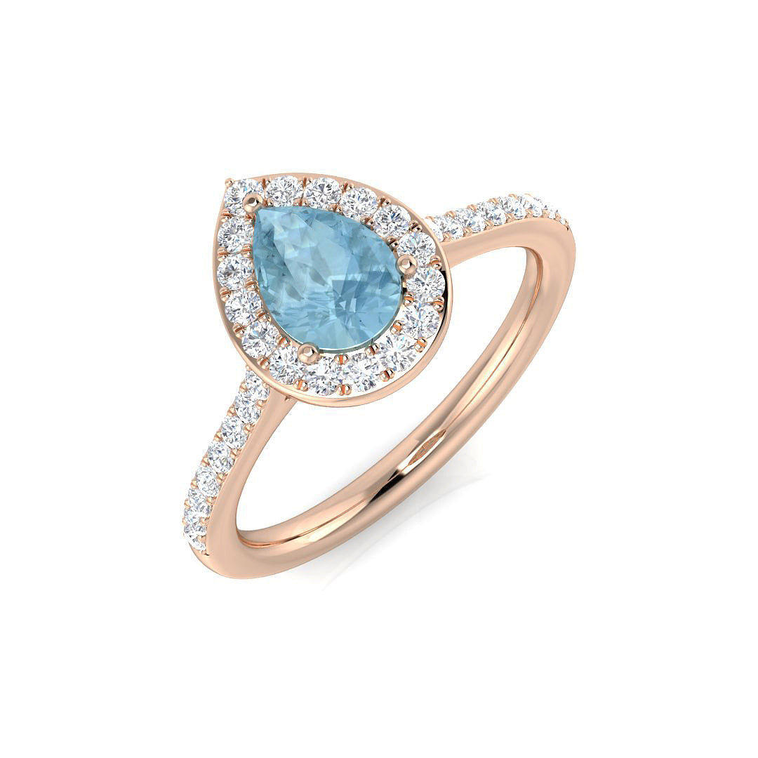 Pear Aquamarine Ring