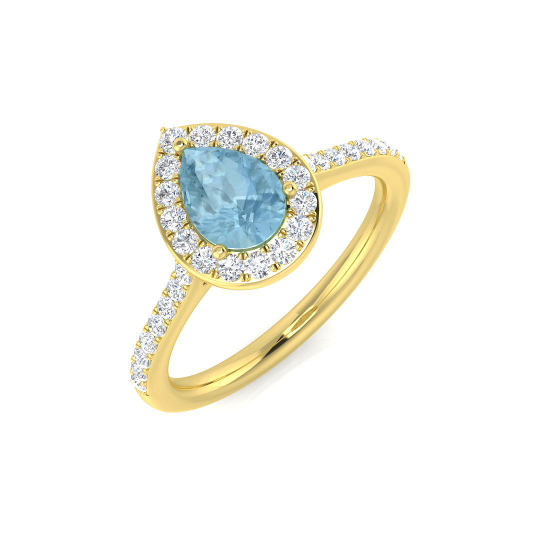 Pear Aquamarine Ring