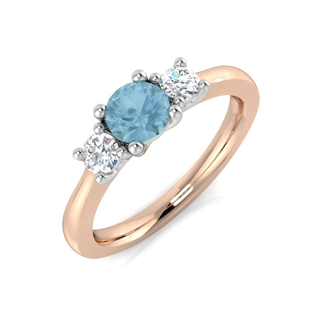 Round Aquamarine Ring