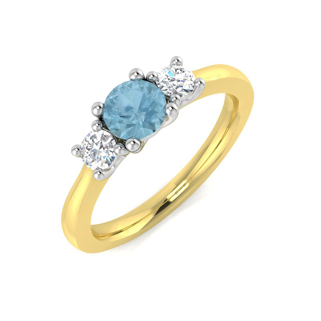 Round Aquamarine Ring