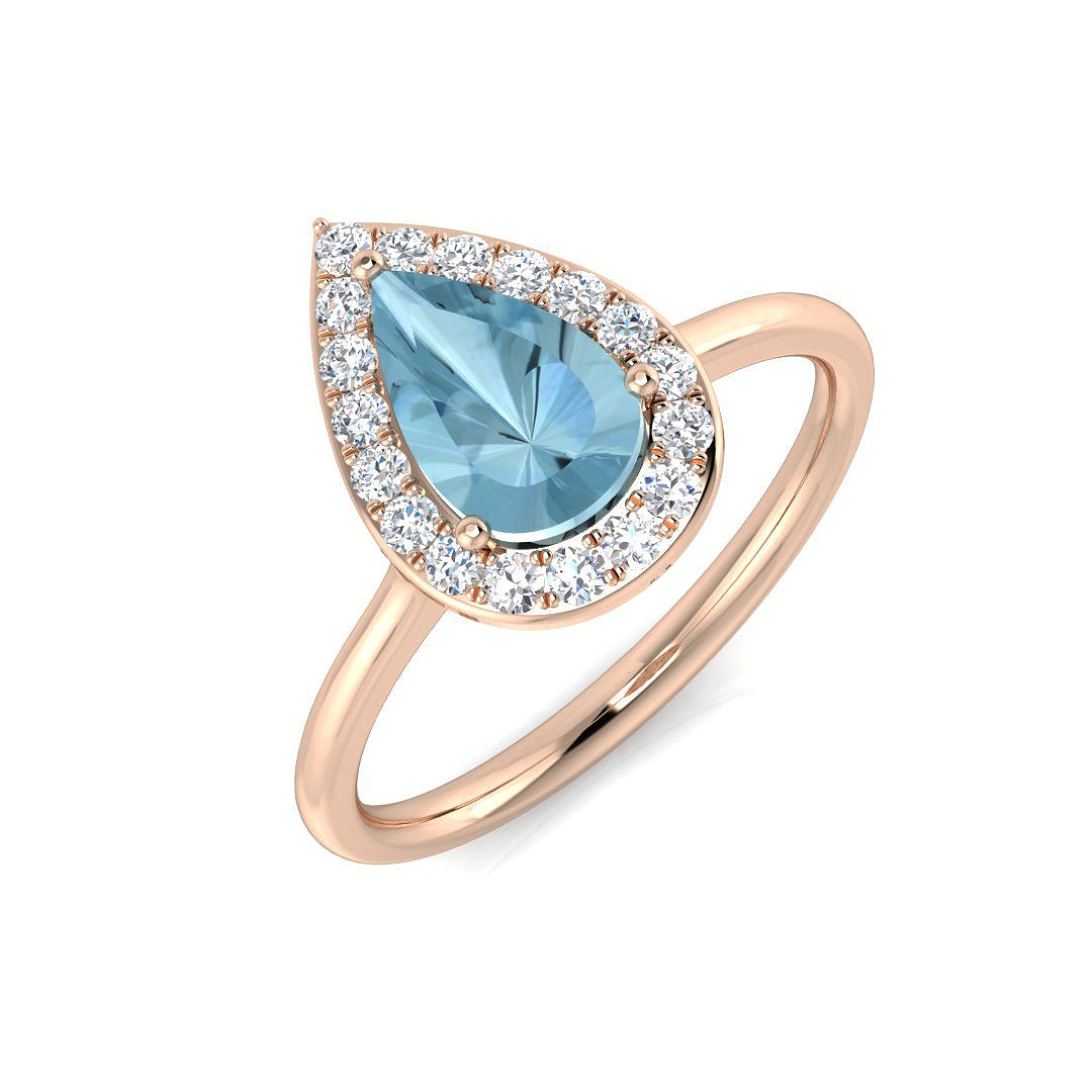 Pear Aquamarine Ring