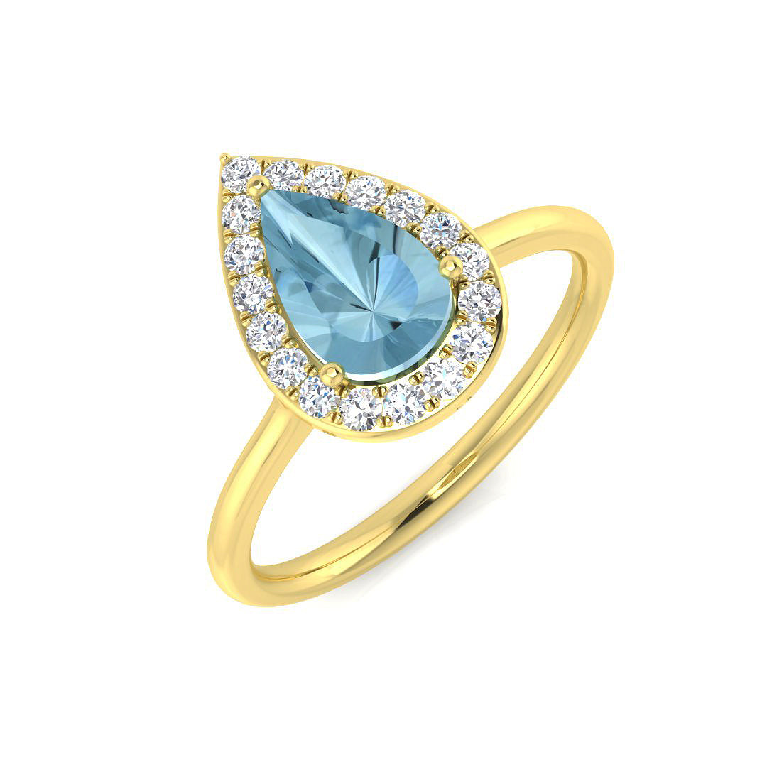 Pear Aquamarine Ring