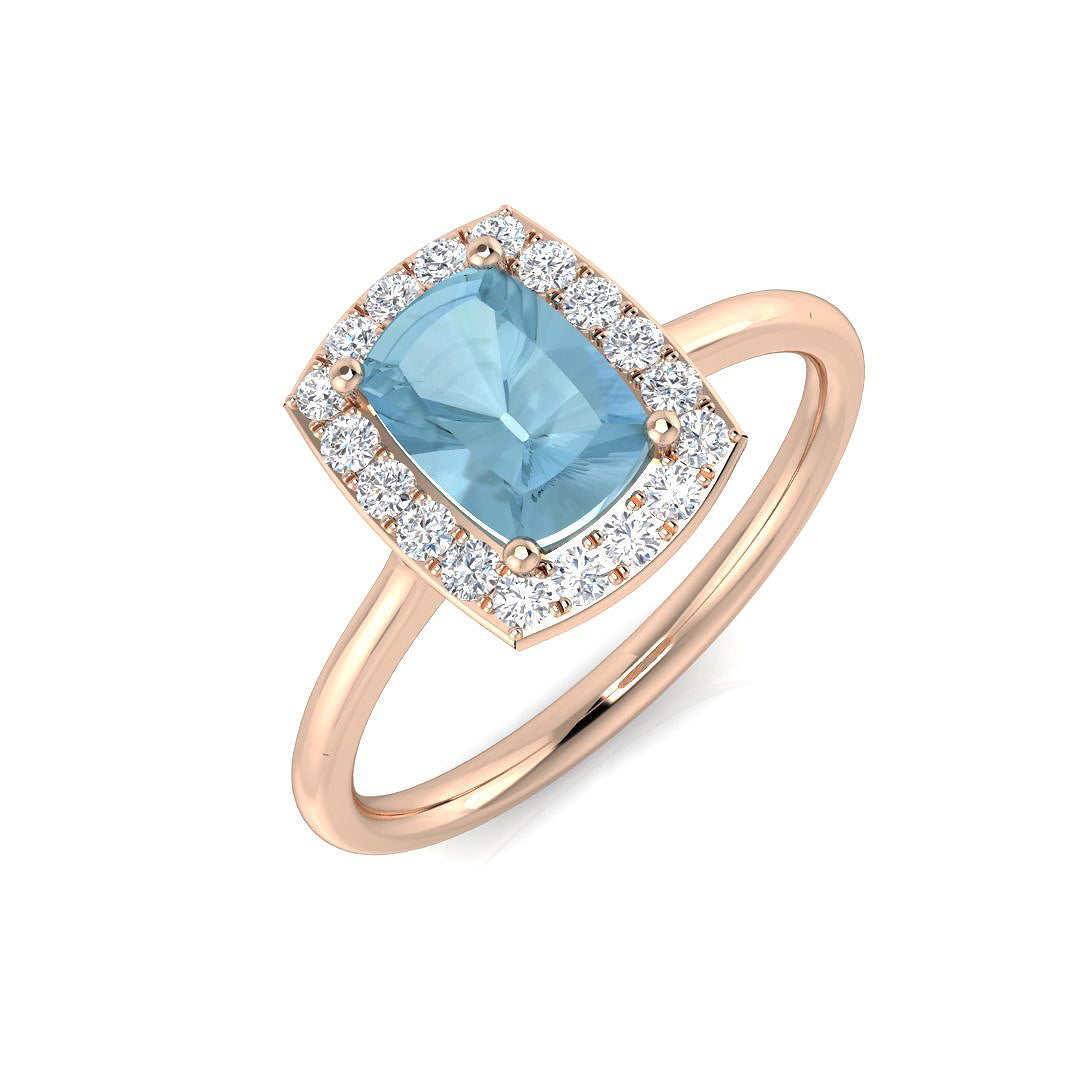 Cushion Aquamarine Ring