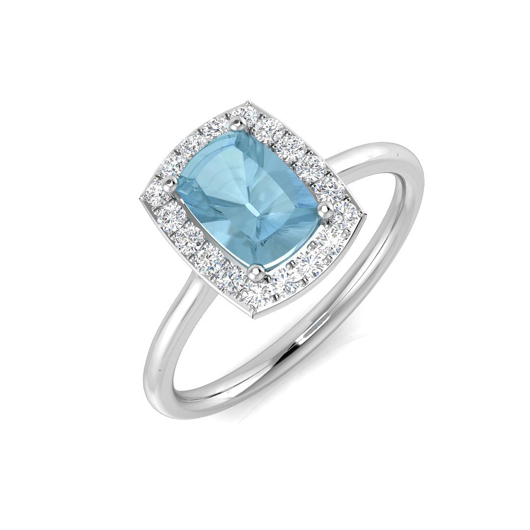 Cushion Aquamarine Ring