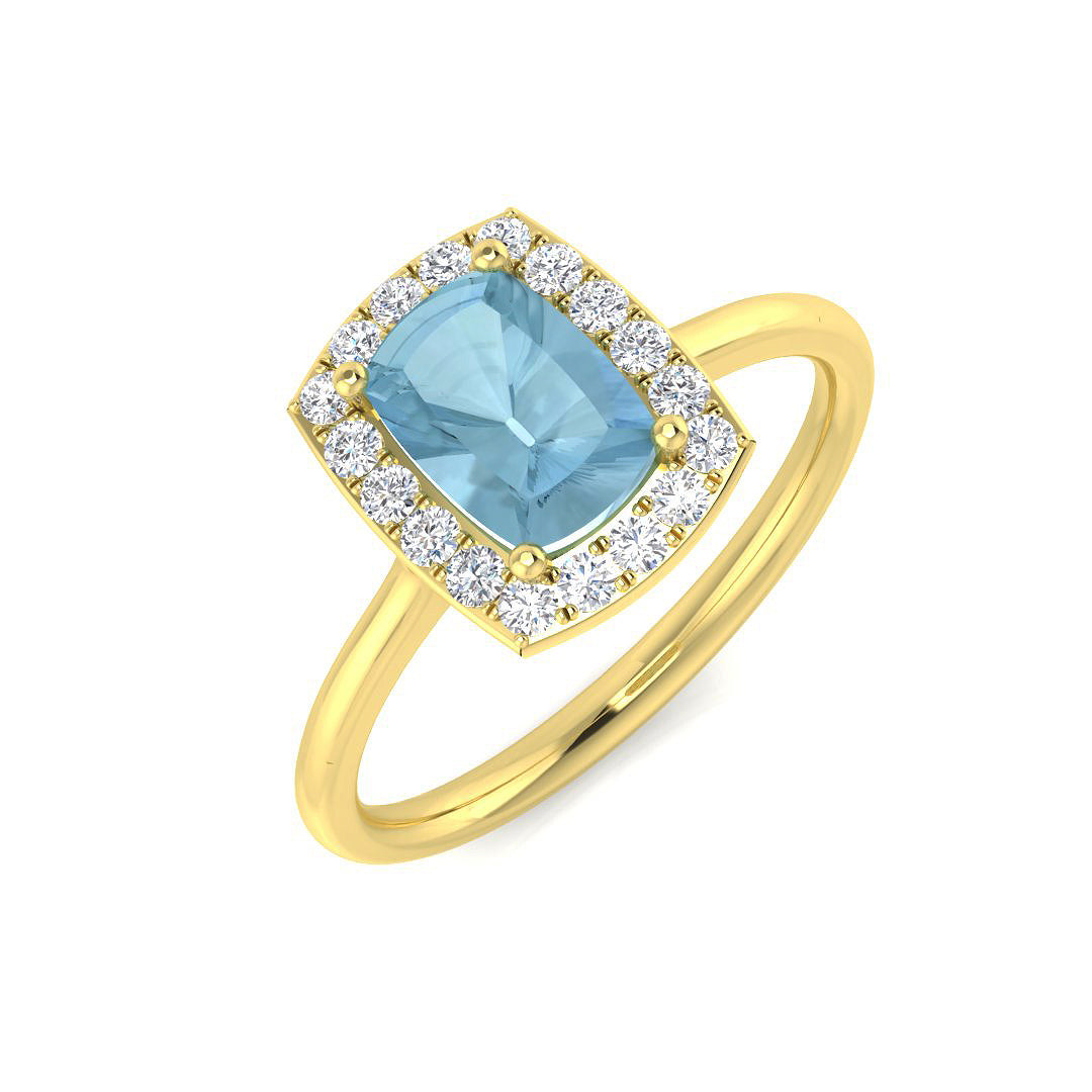 Cushion Aquamarine Ring
