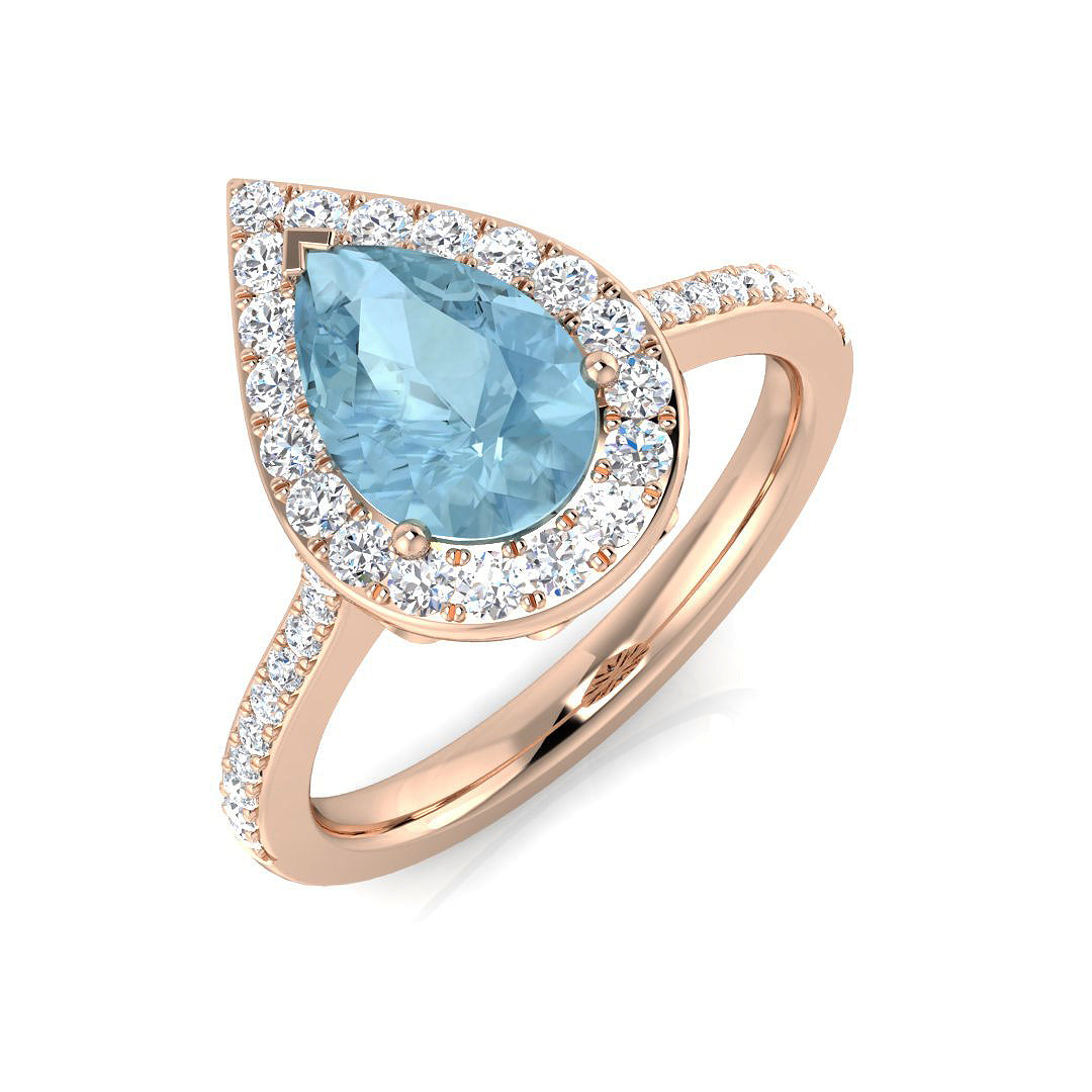 Pear Aquamarine Ring