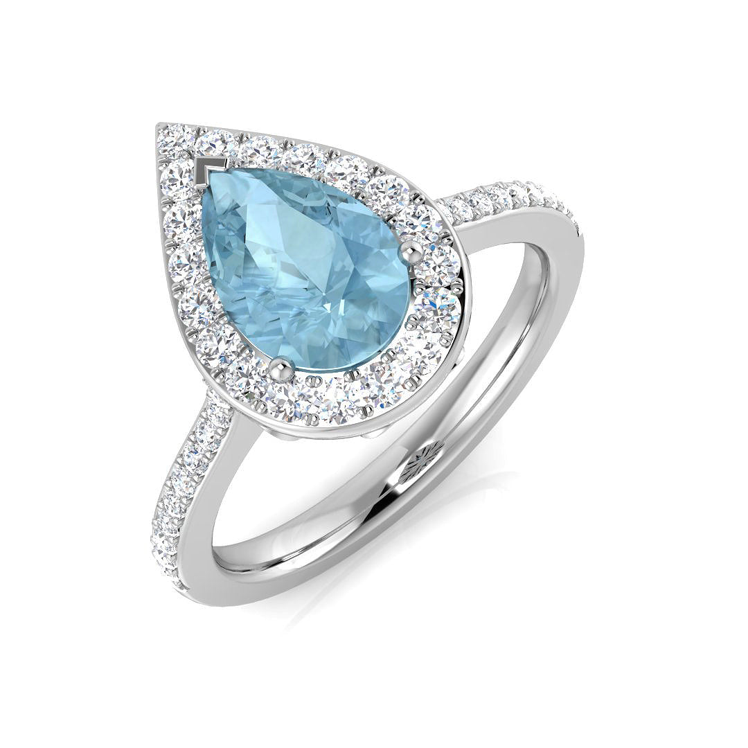 Pear Aquamarine Ring