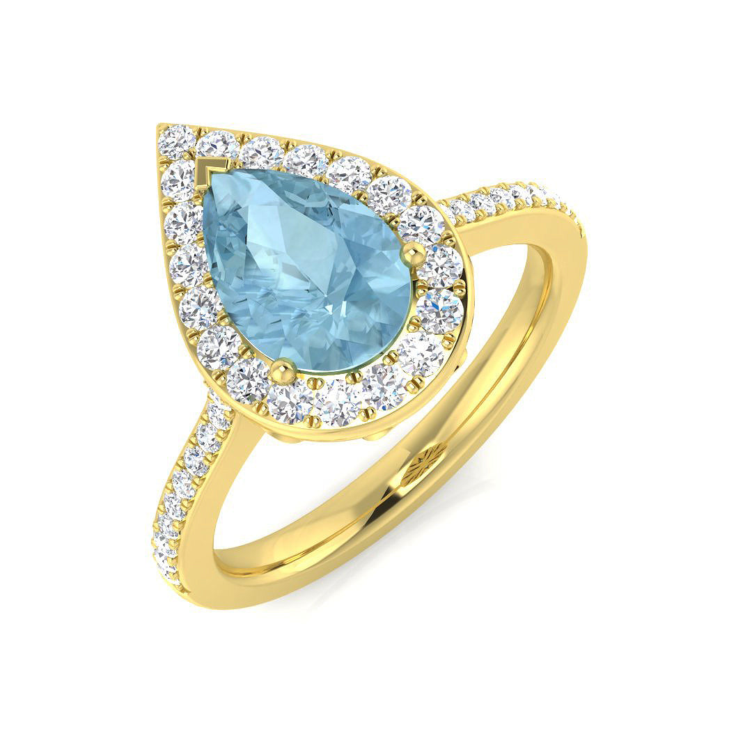 Pear Aquamarine Ring