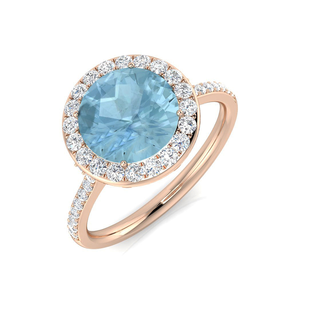 Round Aquamarine Ring