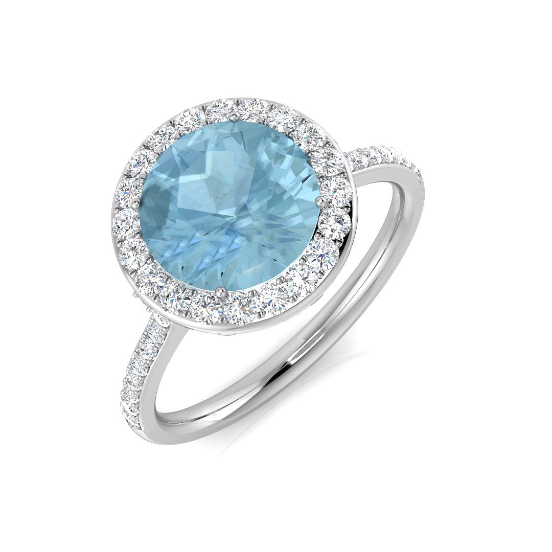 Round Aquamarine Ring