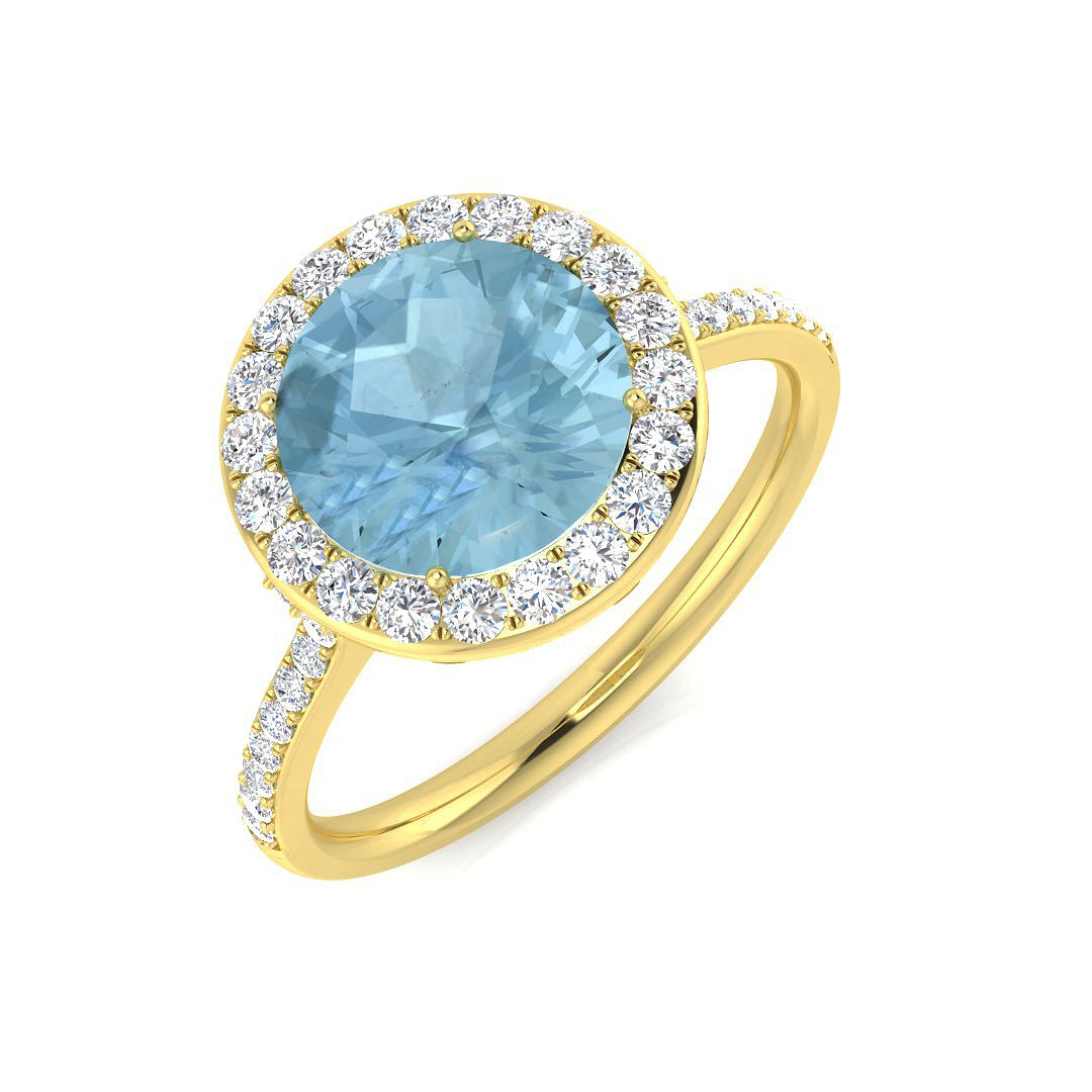 Round Aquamarine Ring