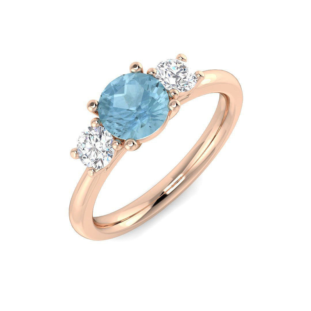 Round Aquamarine Ring
