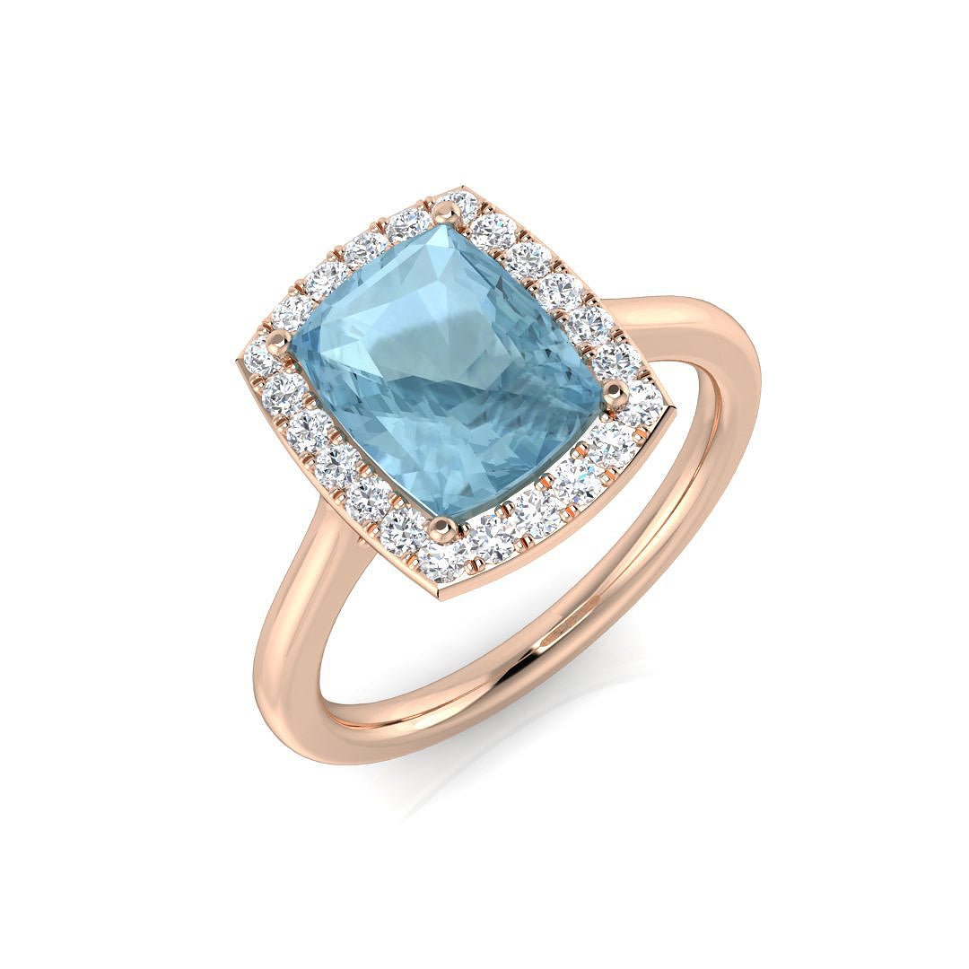 Cushion Aquamarine Ring