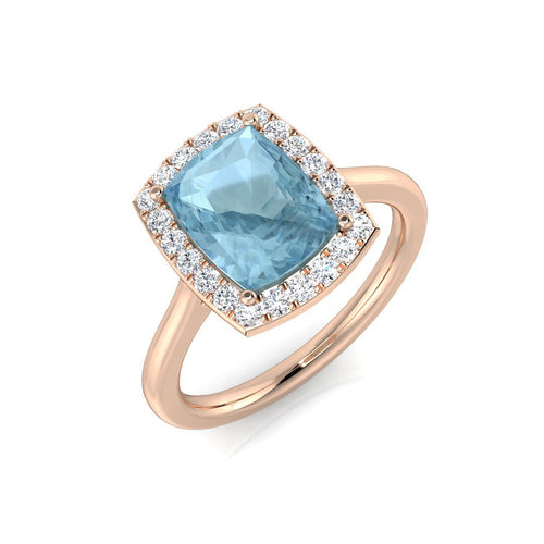 Cushion Aquamarine Ring