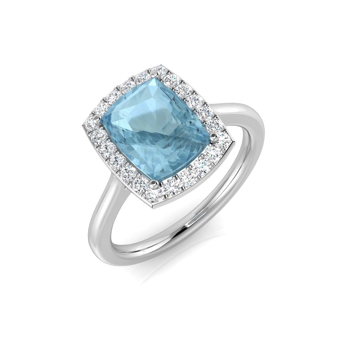 Cushion Aquamarine Ring