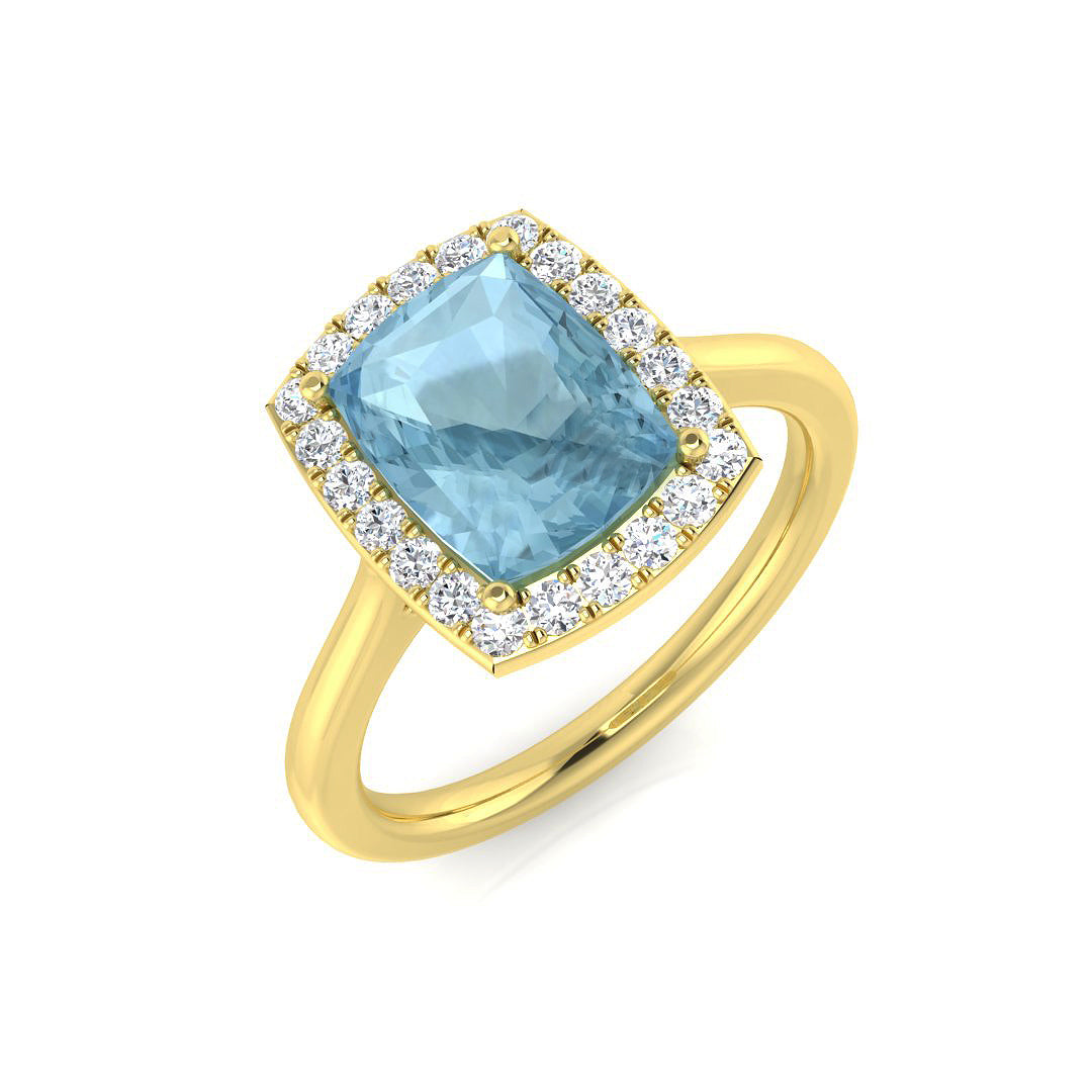 Cushion Aquamarine Ring