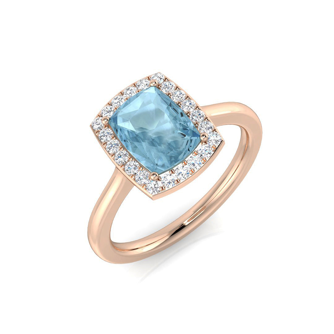Cushion Aquamarine Ring