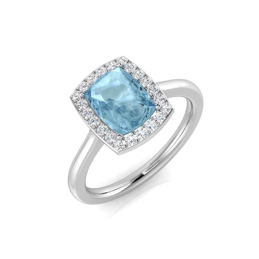 Cushion Aquamarine Ring
