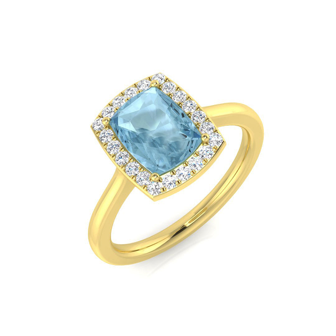 Cushion Aquamarine Ring