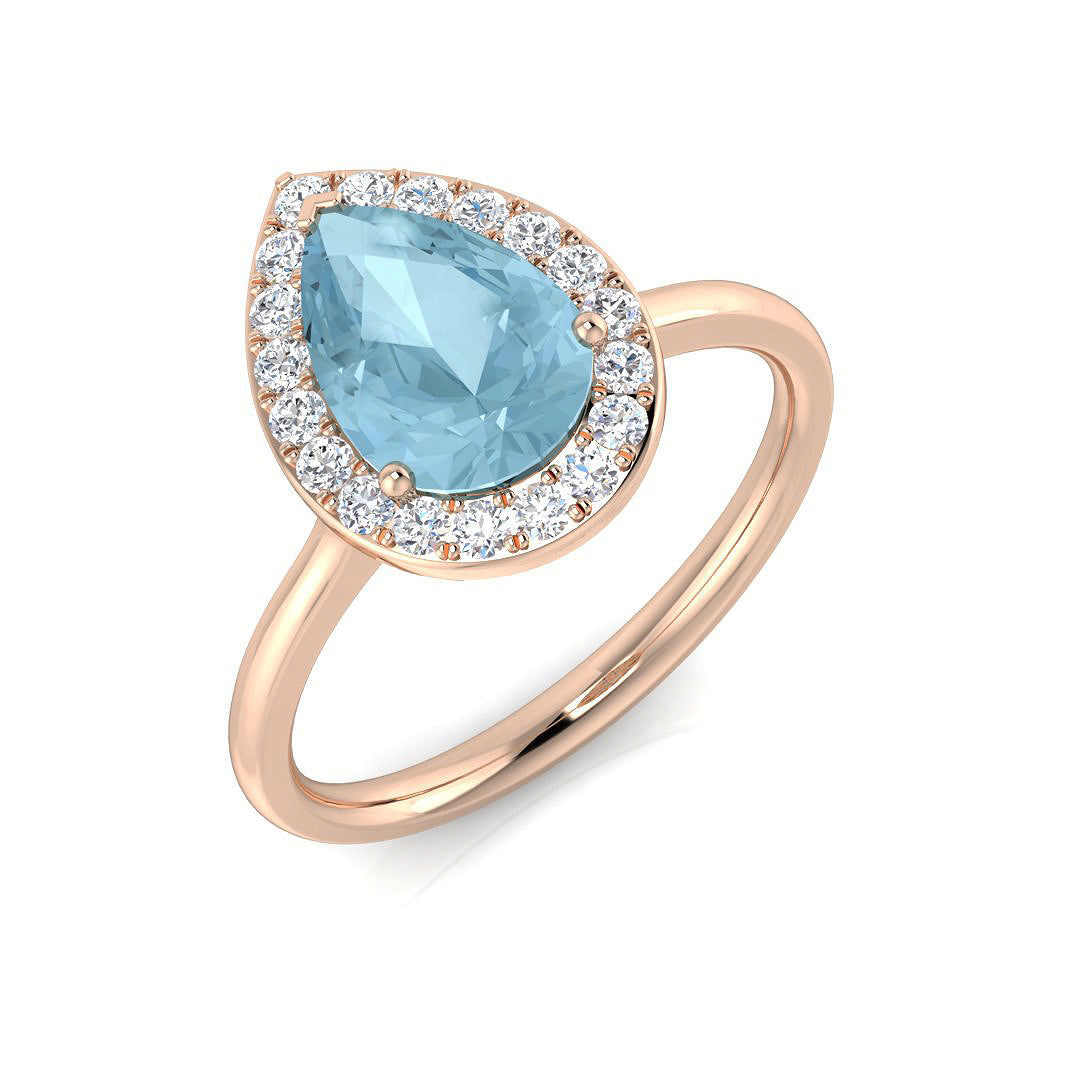 Pear Aquamarine Ring