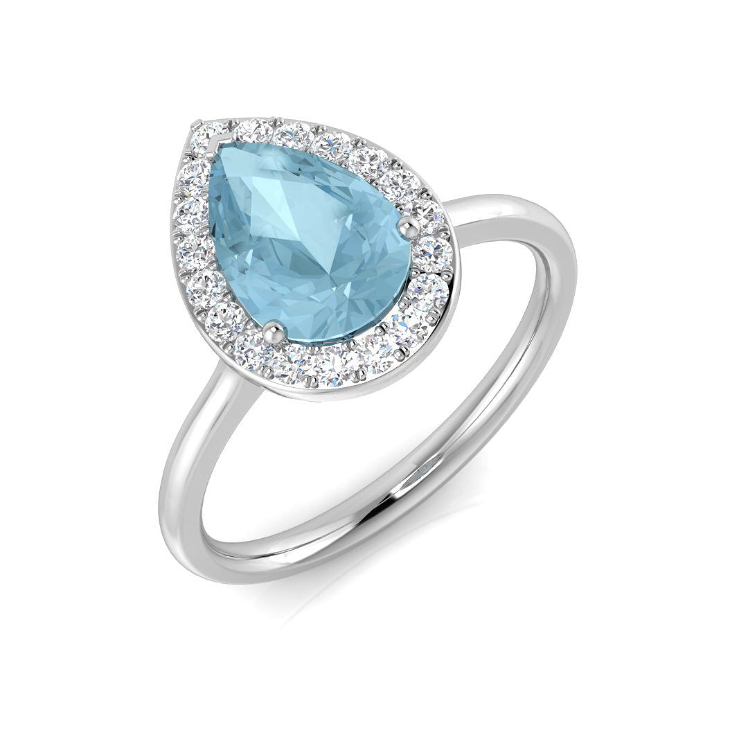 Pear Aquamarine Ring