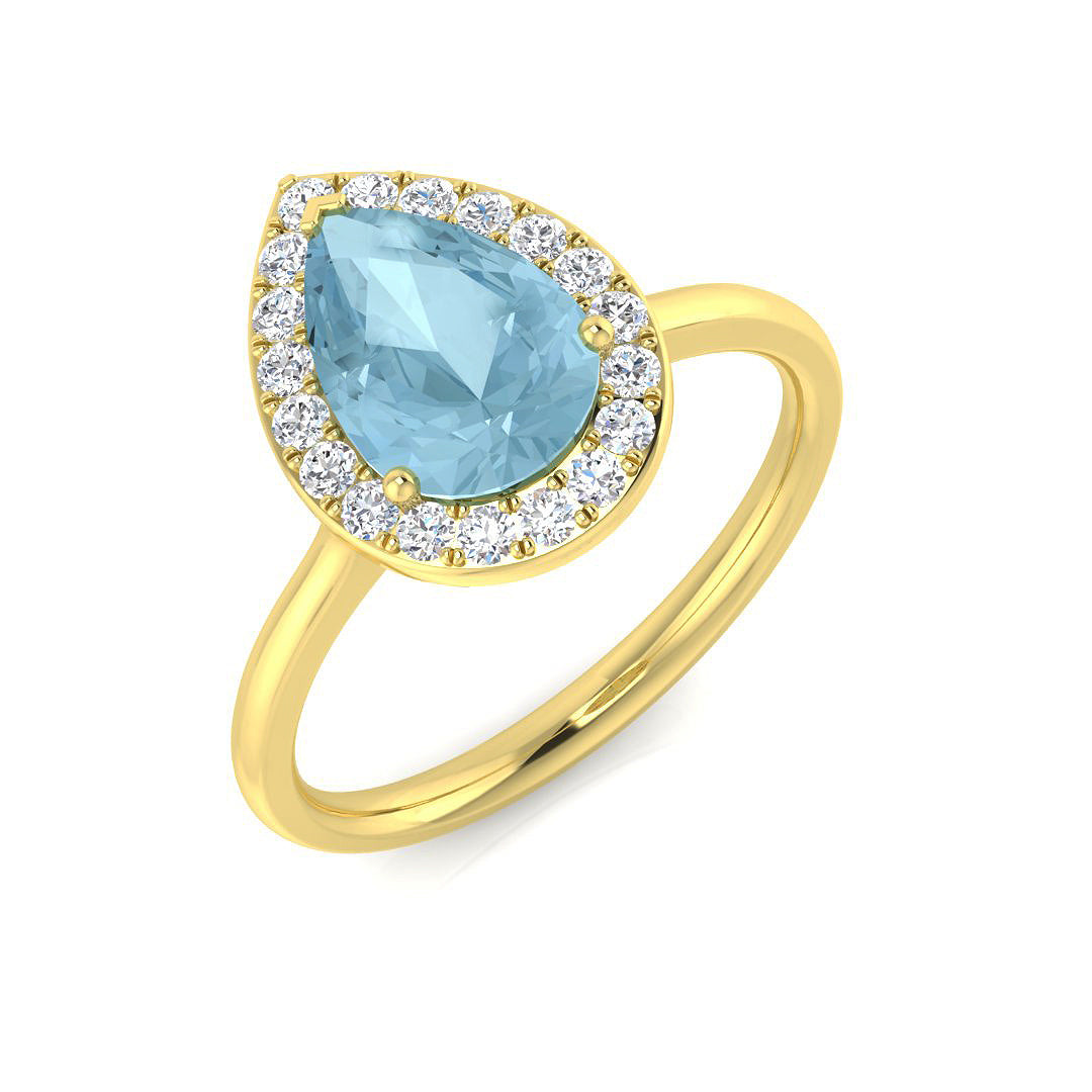 Pear Aquamarine Ring
