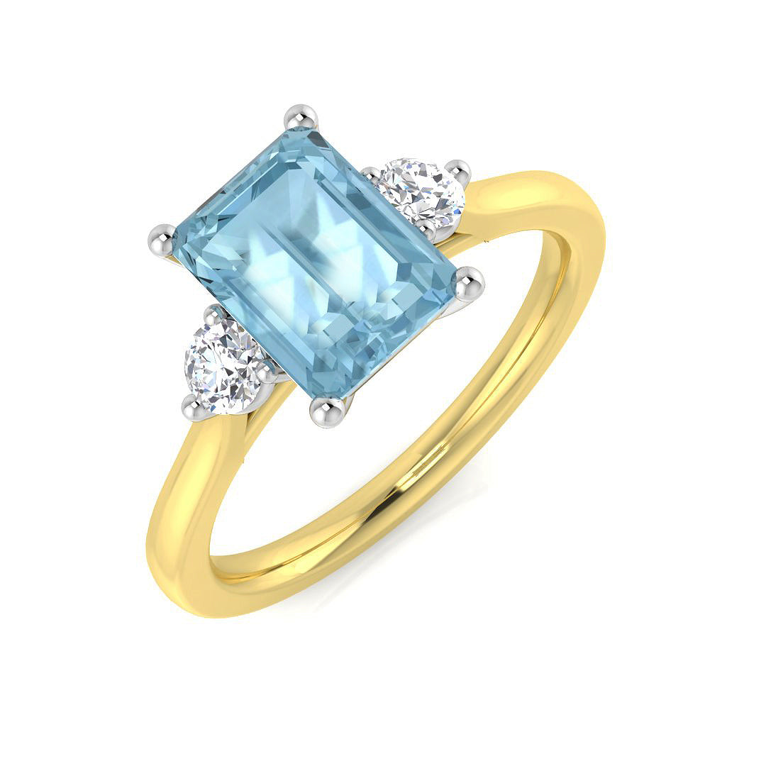 Emerald Cut Aquamarine Ring