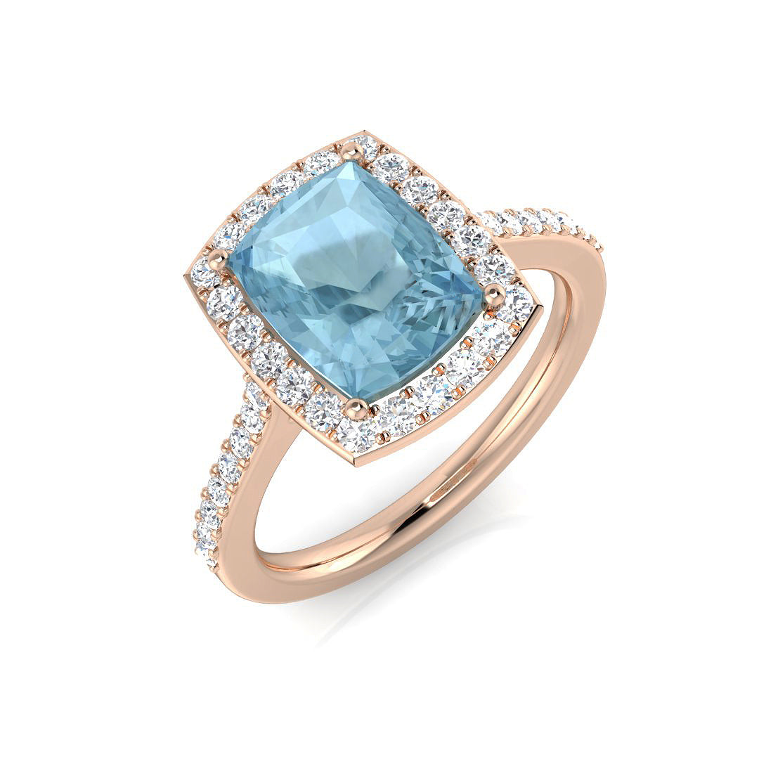 Cushion Aquamarine Ring