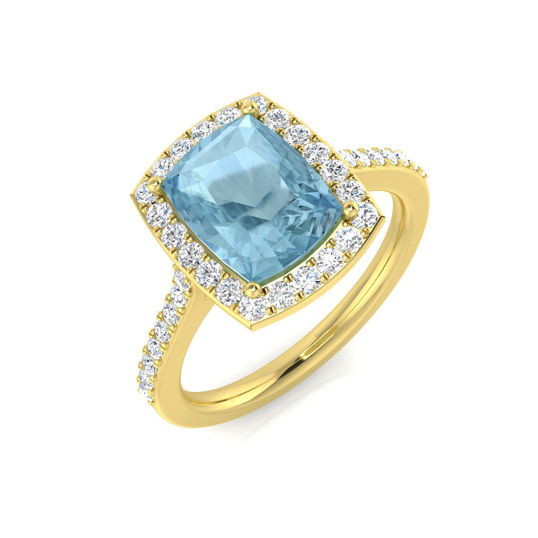Cushion Aquamarine Ring