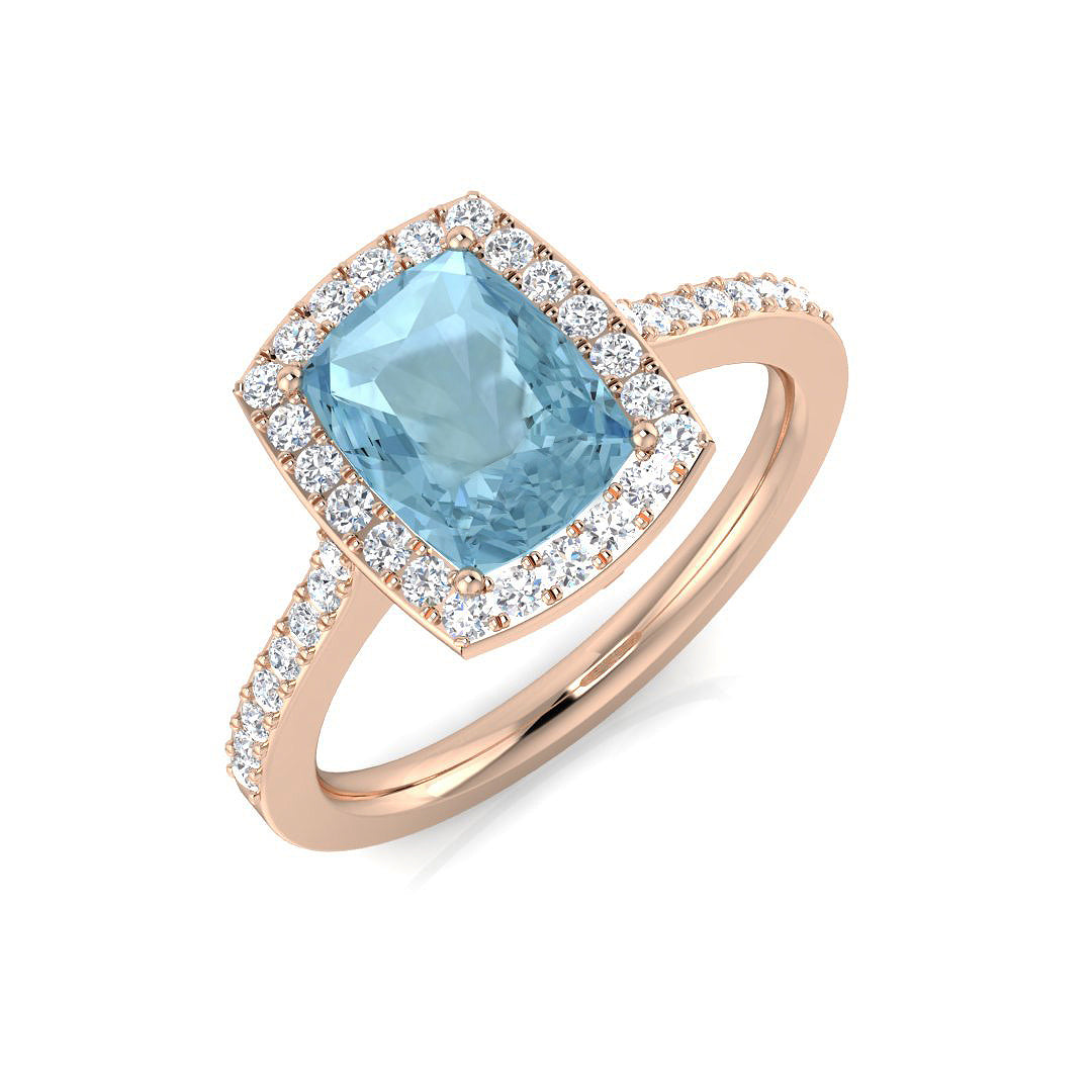 Cushion Aquamarine Ring