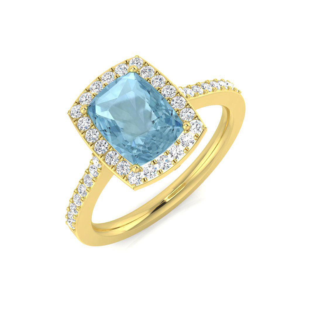 Cushion Aquamarine Ring