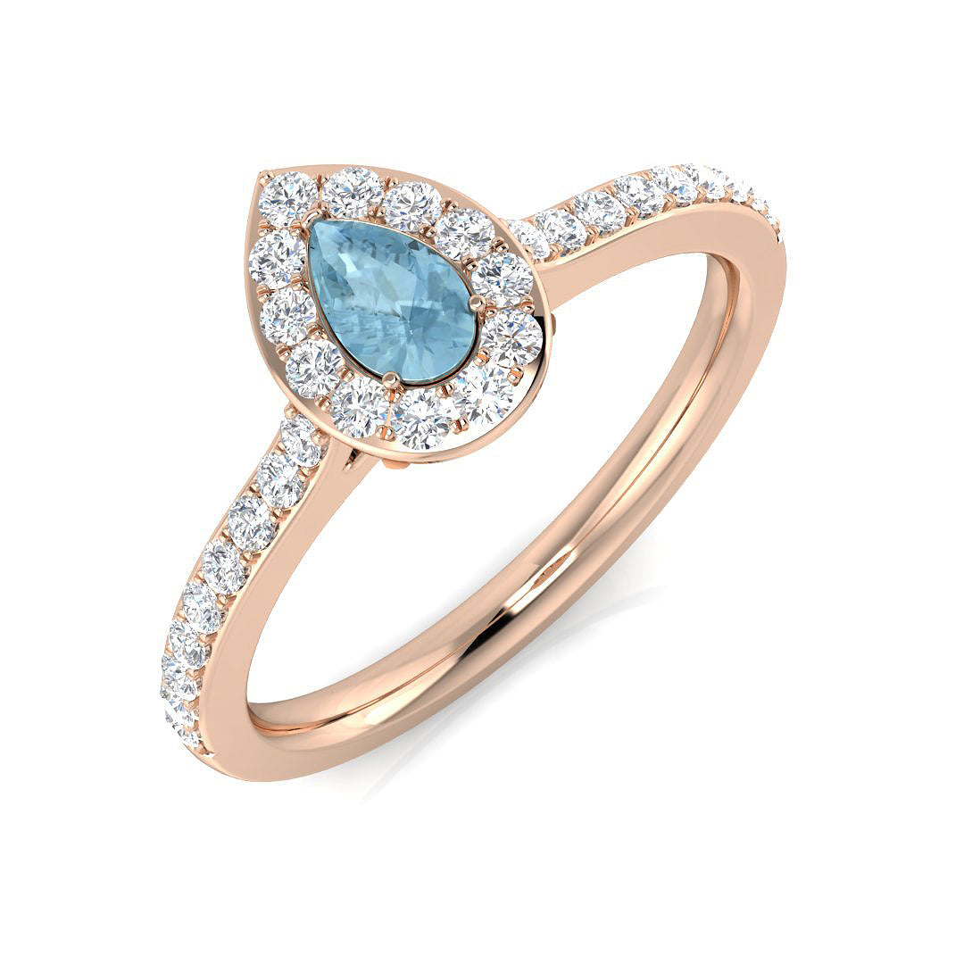 Pear Aquamarine Ring