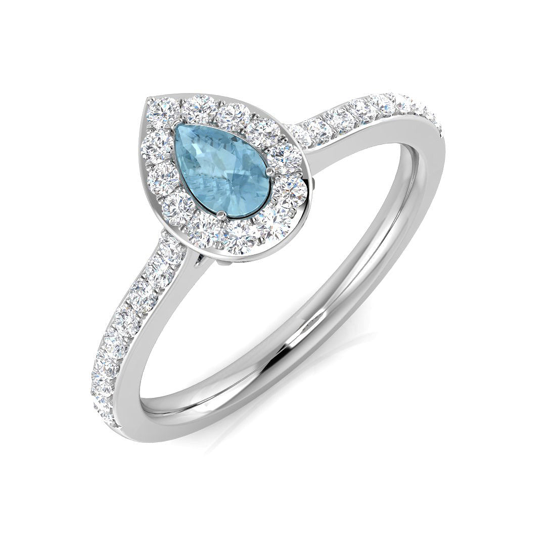 Pear Aquamarine Ring